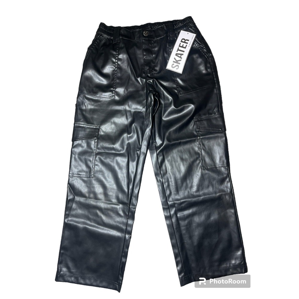 Women's Medium Black Faux Leather Skater Pants NWT Almost Famous